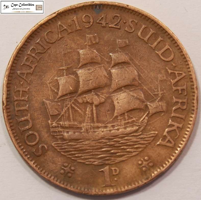 South Africa 1 Penny Coin 1942 Circulated