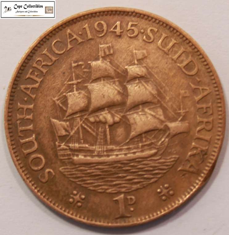 South Africa 1 Penny Coin 1945 Circulated