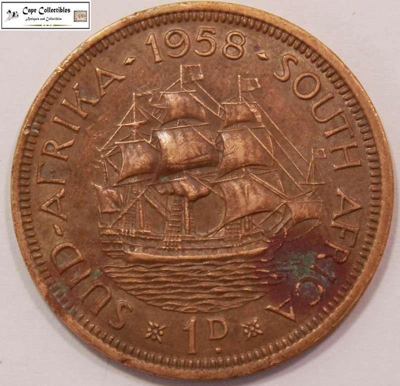 South Africa 1 Penny 1958 Coin Circulated.