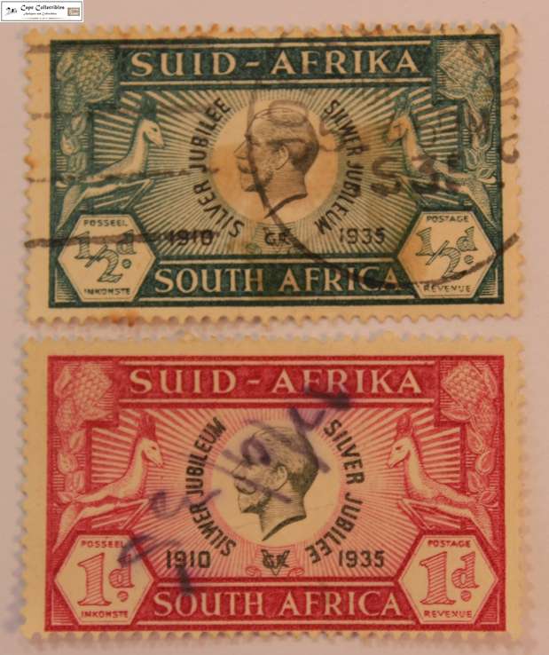South Africa 1/2 Penny and 1 Penny 1935 Silver Jubilee George V (Two) Stamps (Scott 68)