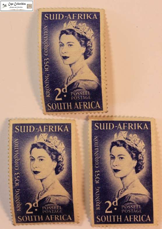 South Africa 3 x 2 Pence 1953 Coronation Queen Elizabeth II Stamp (Scott 192)