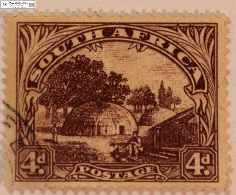South Africa 4 Pence 1952 Kraal Stamp (Scott 58)