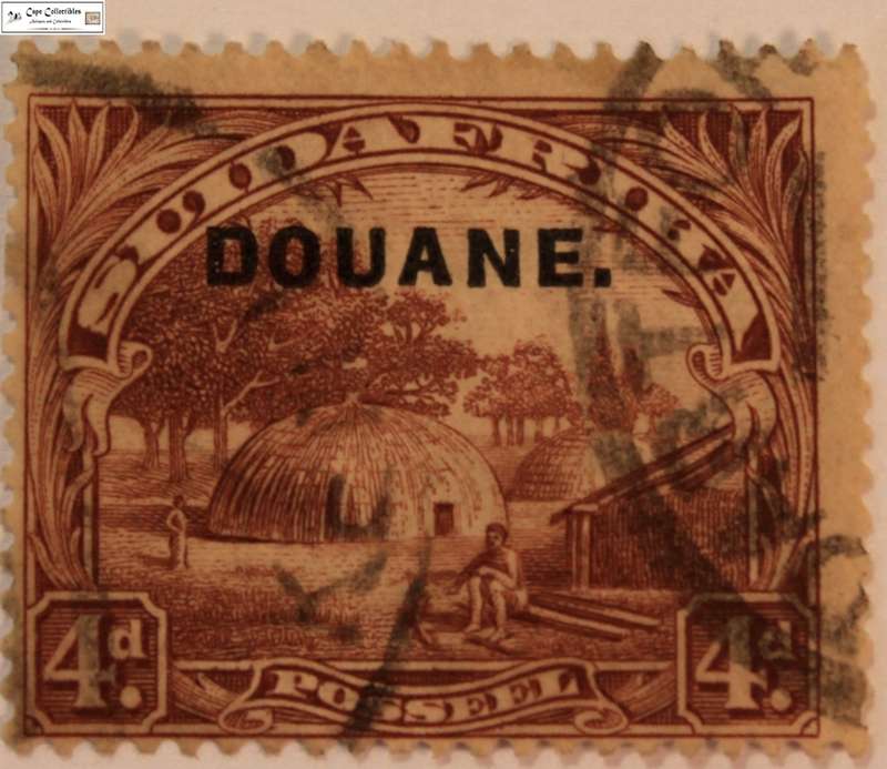South Africa 4 Pence 1932 Kraal Stamp Douane Overstamp(Scott 40)