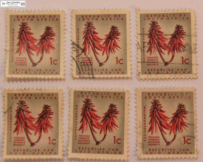 South Africa 6 x 1 Cent 1961 Aloe Stamps (Scott 327)