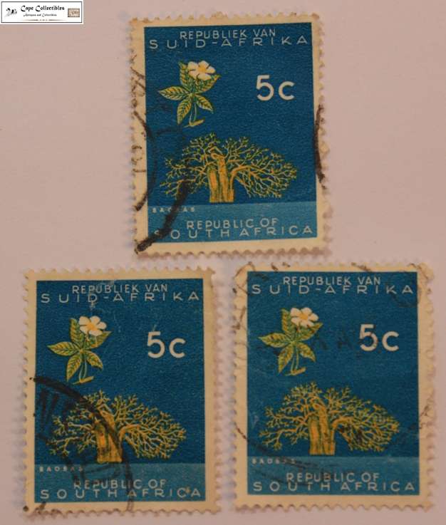 South Africa 3 x 5 Cent 1961 Baobab Tree Stamps (Scott 333)