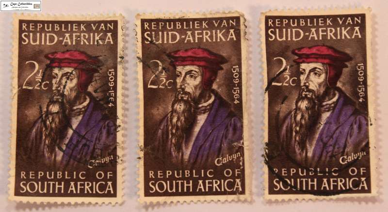 South Africa 3 x 2 1/2 Cent 1964 John Calvin Stamps (Scott 303)