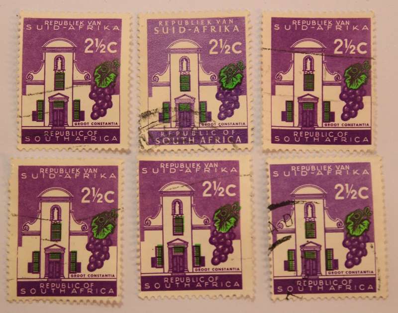 South Africa 6 x 2 1/2 Cent 1961 Groot Constantia Stamps (Scott 330)