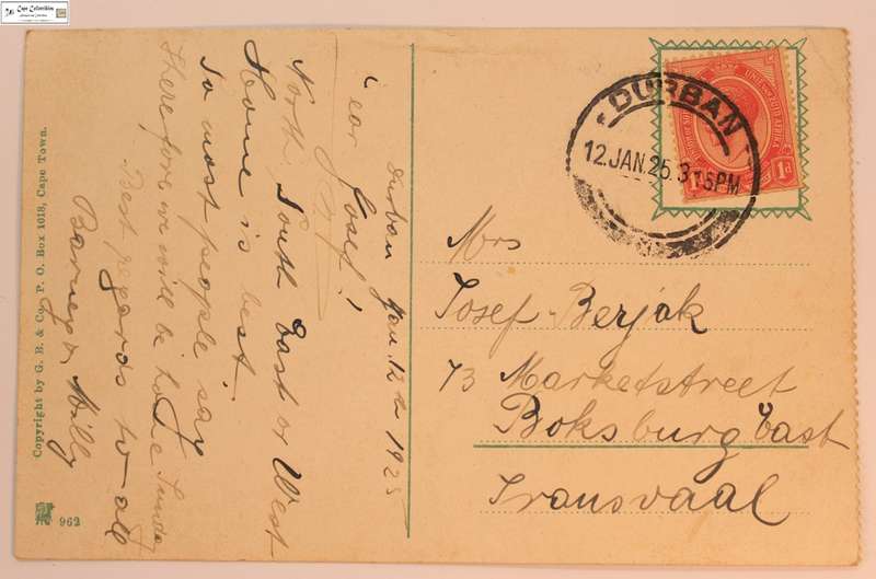 South Africa Ocean Pier Durban Postcard 1 Penny 1913 George V Stamp (Scott 03)