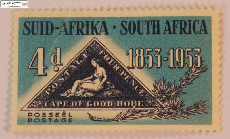 South Africa 4 Pence 1953 Cape Triangle 1853-1953 Stamp (Scott 194)