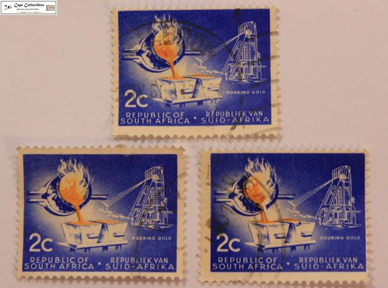 South Africa 3 x 2 Cent 1961 Gold Pouring Stamp (Scott 329)