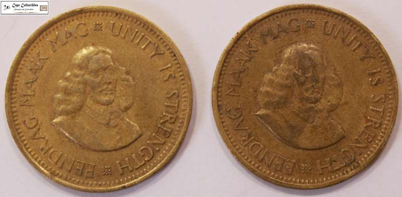 South Africa 1/2 Cent 1963 x 2 (Two Coins) Circulated