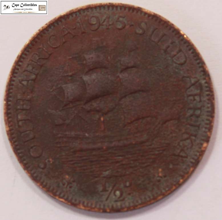 South Africa 1/2 Penny Coin 1945 Half Penny Circulated