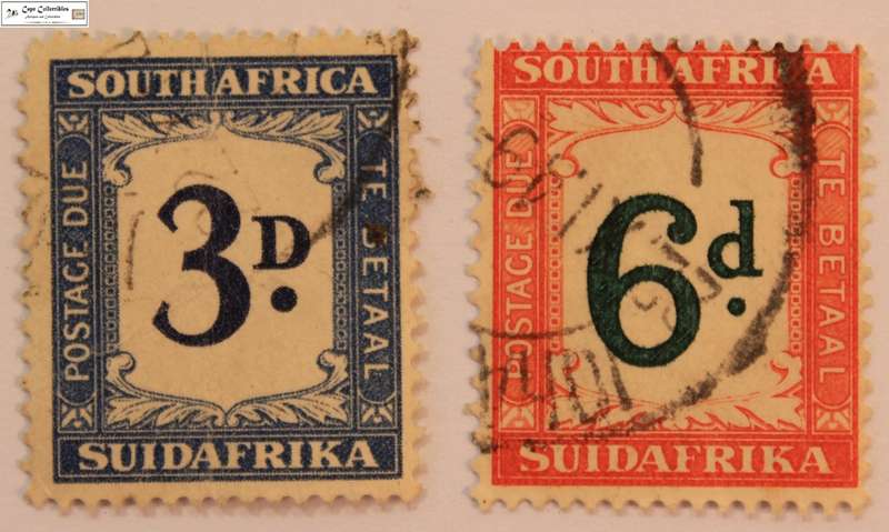 South Africa Union 3 Pence and 6 Pence Duty Revenue Stamps