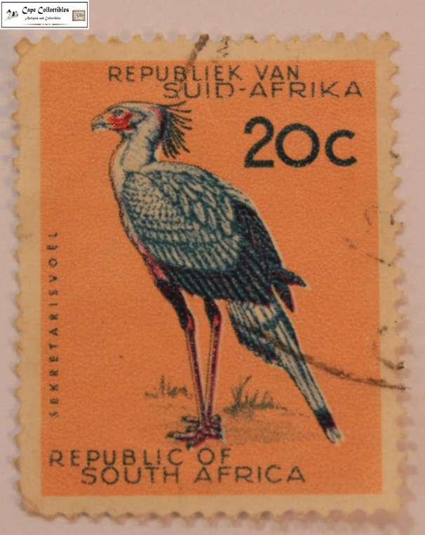 South Africa 20 Cent 1961 Secretary Bird Stamp (Scott 337)