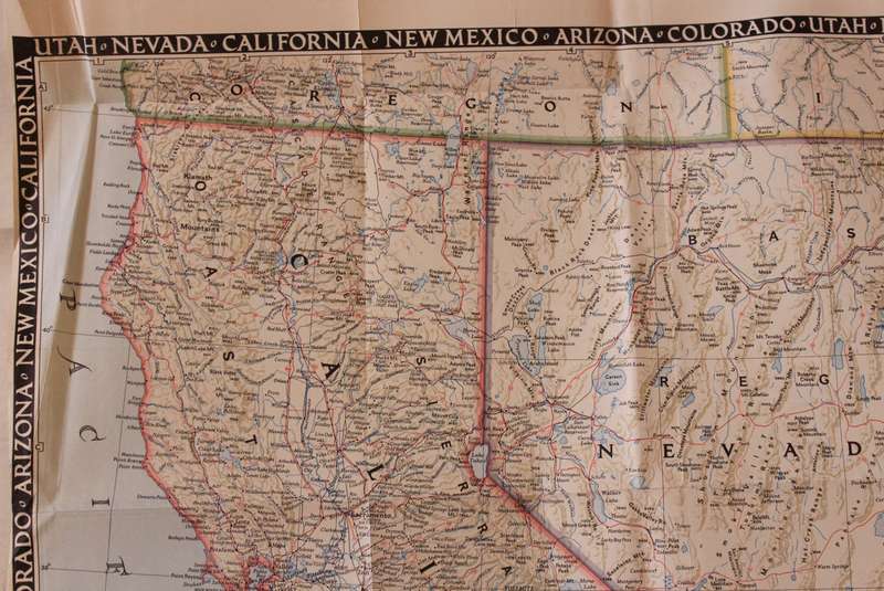 National Geographic Folded Map of The South Western United States December 1948