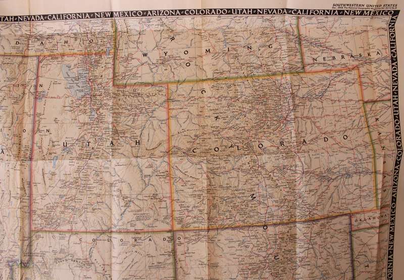 National Geographic Folded Map of The South Western United States December 1948