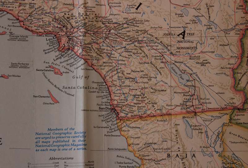 National Geographic Folded Map of The South Western United States December 1948