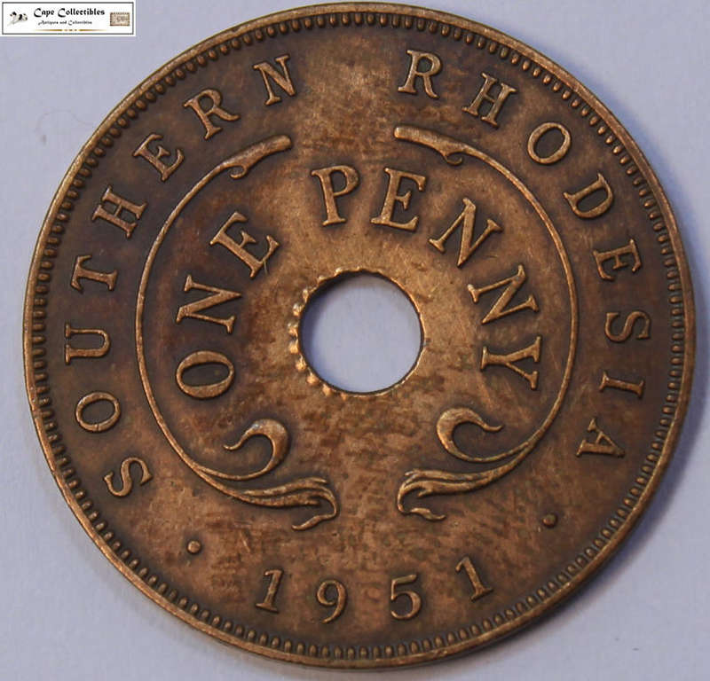 Southern Rhodesia 1951 1 Penny Coin Circulated