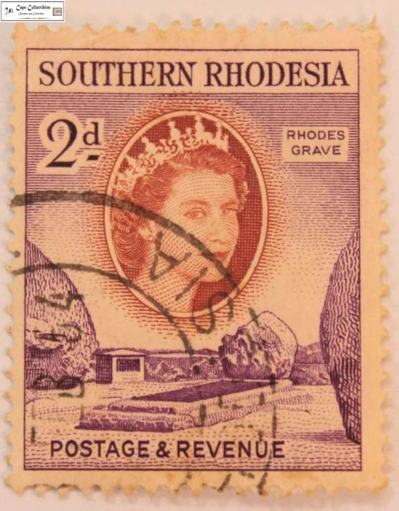 Southern Rhodesia 2 Pence 1953 Rhodes Grave Stamp (Scott 83)
