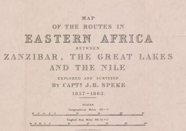 Zanzibar, Great Lakes and The Nile Map by Captain J H Speke 1857-1863 Digital Map Digital Download