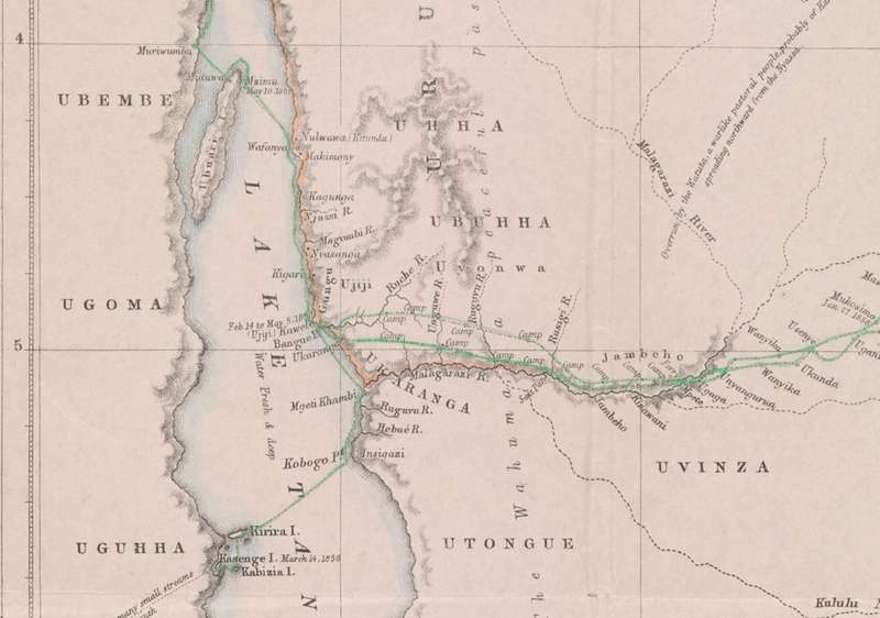 Zanzibar, Great Lakes and The Nile Map by Captain J H Speke 1857-1863 Digital Map Digital Download