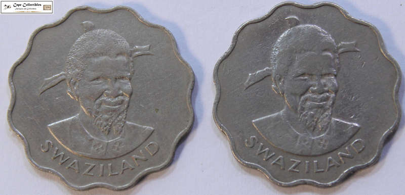 Swaziland 2 x 20 Cent 1979 Coins King Sobhuza II Circulated