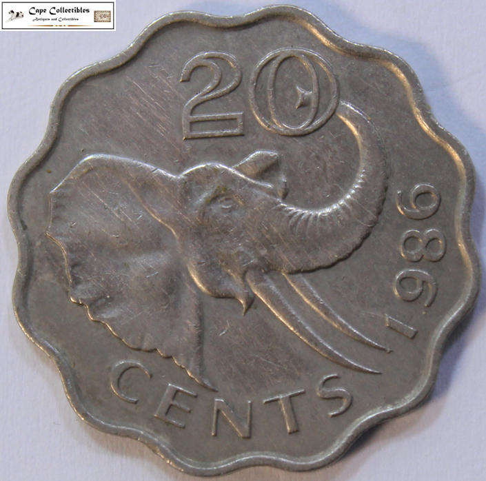 Swaziland 1986 20 Cent Coin King Mswati III Circulated