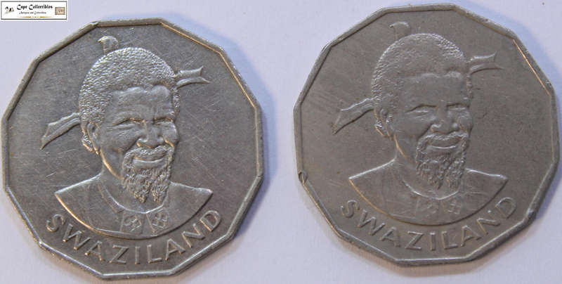Swaziland 2 x 1981 50 Cents King Sobhuza II Coins Circulated