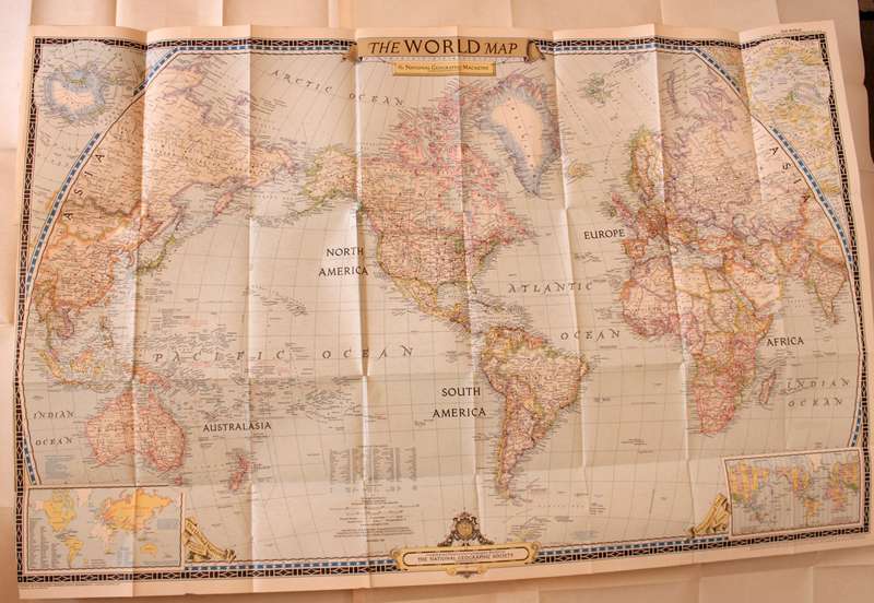 National Geographic Folded Map of The World December 1951
