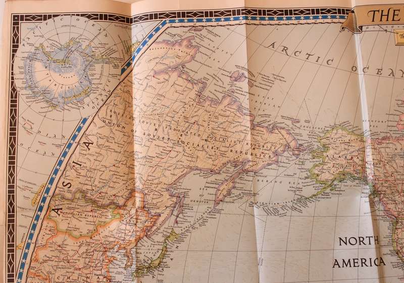 National Geographic Folded Map of The World December 1951