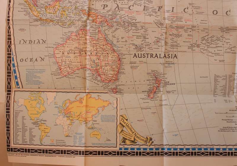 National Geographic Folded Map of The World December 1951