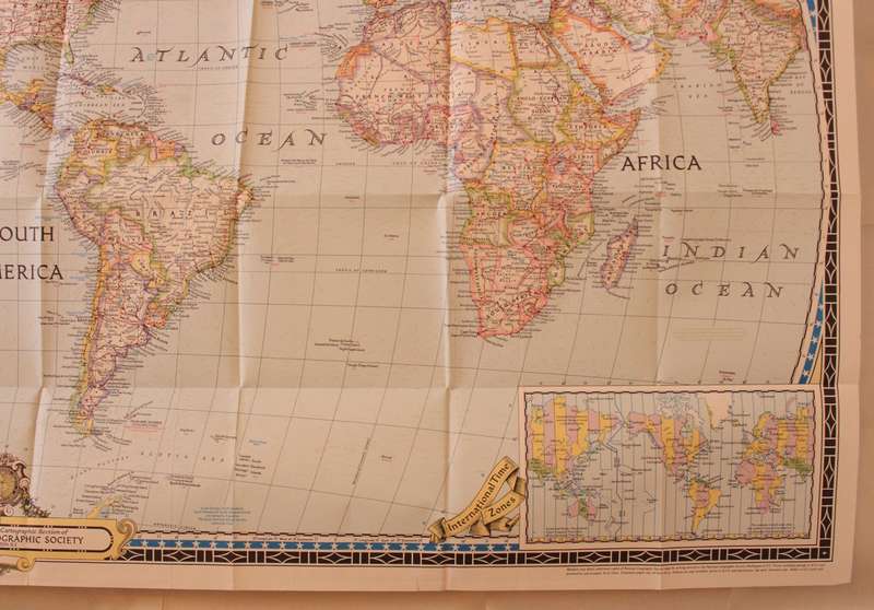 National Geographic Folded Map of The World December 1951