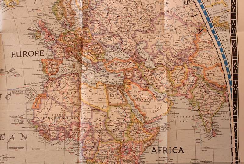 National Geographic Folded Map of The World December 1951