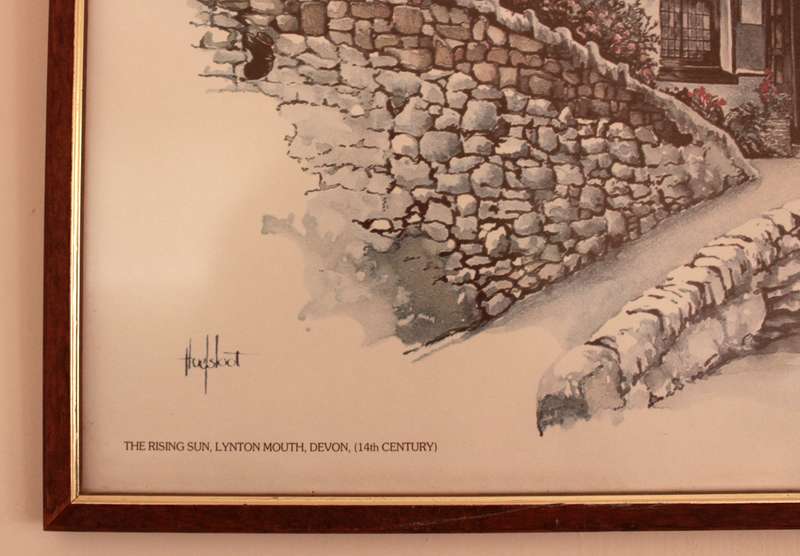 The Rising Sun, Lynton Mouth, Devon (14th Century) Reproduction Print by Ted Hoefsloot Framed