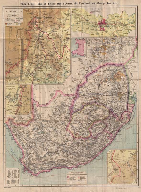 "The Times" Map of British South Africa Transvaal and Orange Free State Digital Map.