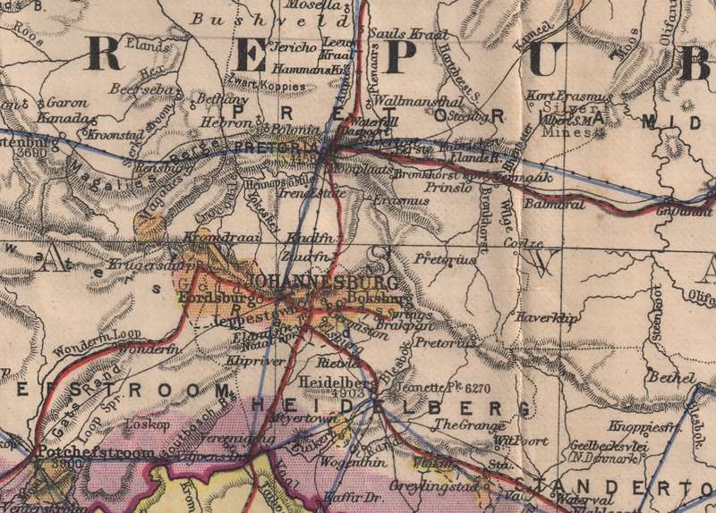 "The Times" Map of British South Africa Transvaal and Orange Free State Digital Map.