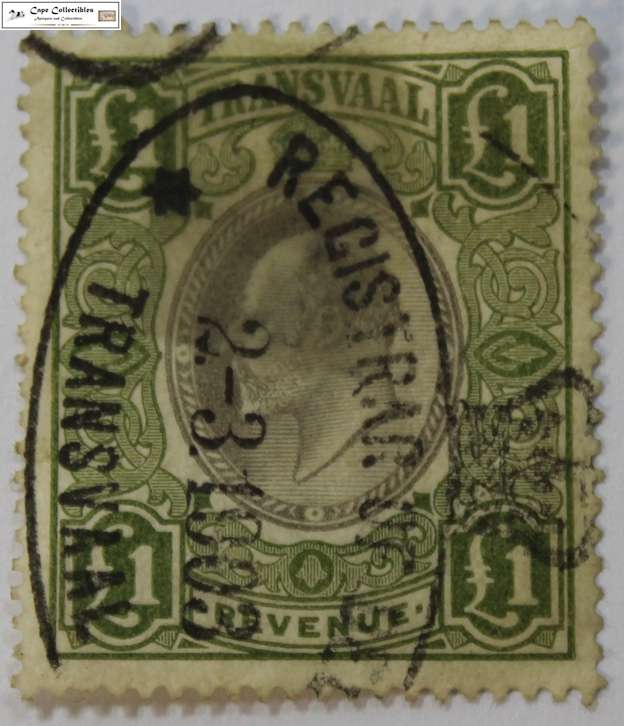 Transvaal 1 Pound 1902/1903 Revenue Stamp