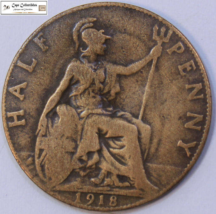United Kingdom 1/2 Penny 1918 Coin Circulated