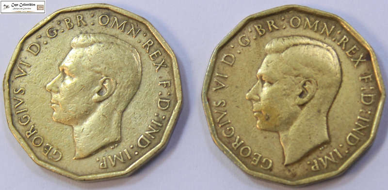 United Kingdom 3 Pence 1942 and 1943 Coins (Two Coins) Circulated