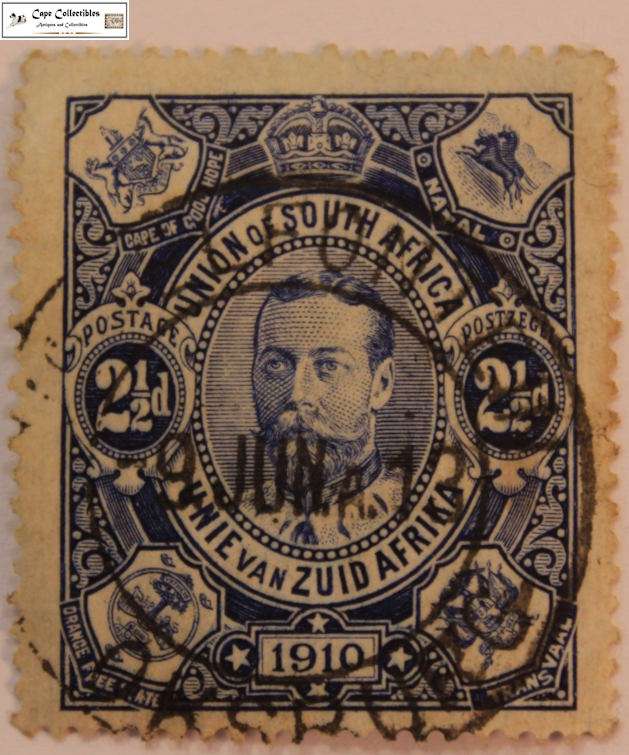 Union of South Africa 2 1/2 Pence 1910 Union Parliament Opening Stamp (Scott 01)