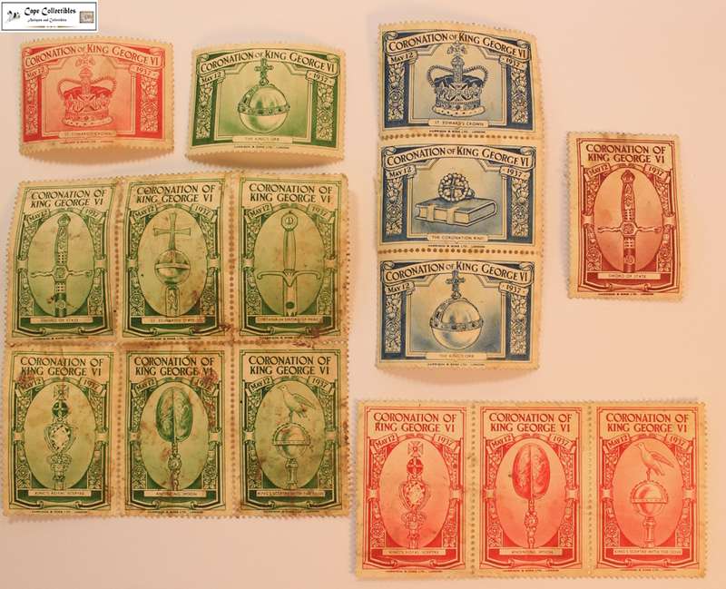 Great Britain 15 x 1937 Unofficial George VI Coronation Poster Stamps Printed by Harrison & Sons.