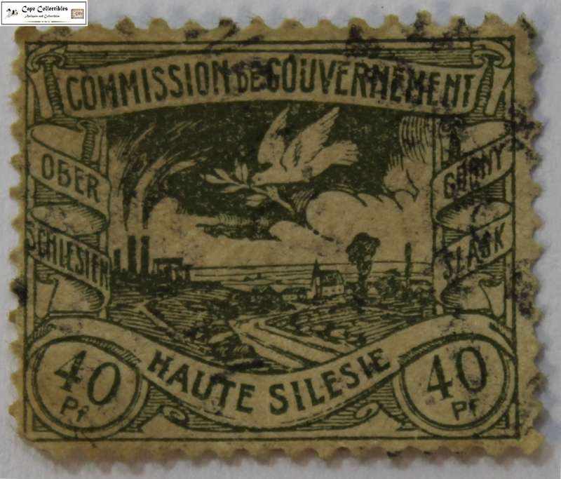 Upper Silesia 40 Pfennig 1920 Dove With Olive Branch Stamp (Scott 23)