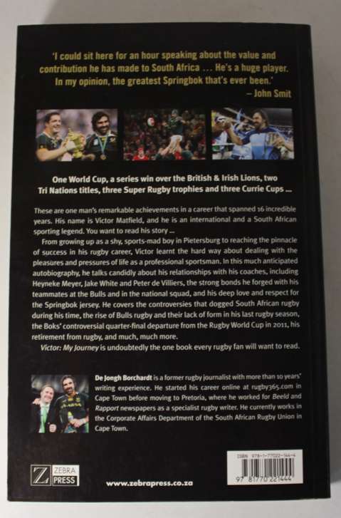 Victor My Journey Victor Matfield with Jongh Borchardt Softcover Book