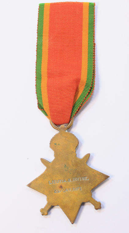 WW1 1914-1915 Star Medal Lt Irvine 29 Can Inf (Not Original Ribbon.)