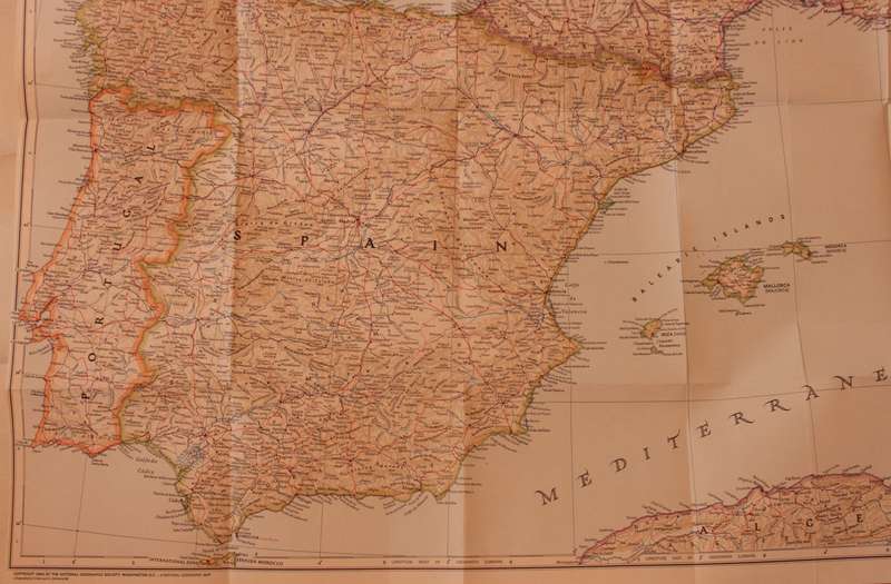 National Geographic Folded Map of Western Europe December 1950.