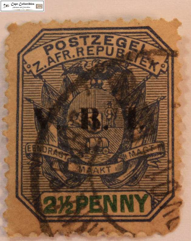 Zuid Afrikaansche Republiek 2 1/2 Penny 1900 Wagon With Pole Stamp VRI (Scott 205)