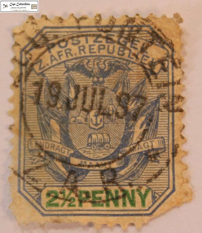 Zuid Afrikaansche Republiek 2 1/2 Penny 1895-1896 Wagon with Pole Stamp (Scott 169)