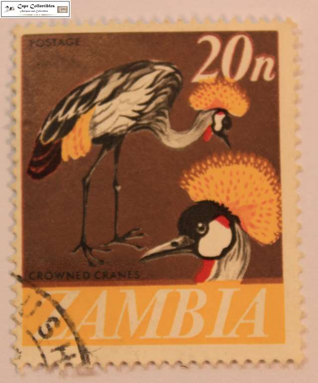 Zambia 20 Ngwee 1968 Crowned Cranes Stamp (Scott 46)