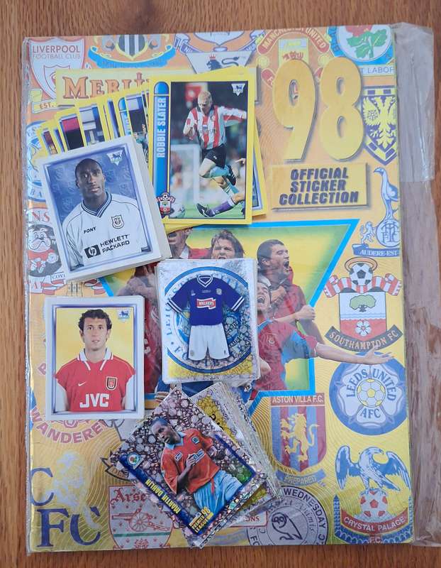 1998 Merlin Premier League Football Sticker Album with over 200x loose stickers