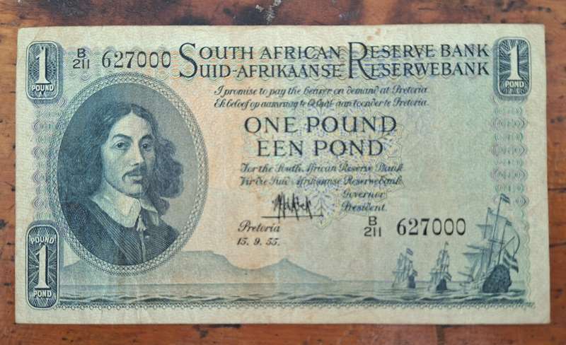 South African One PoundBank Note - M.H. De Kock